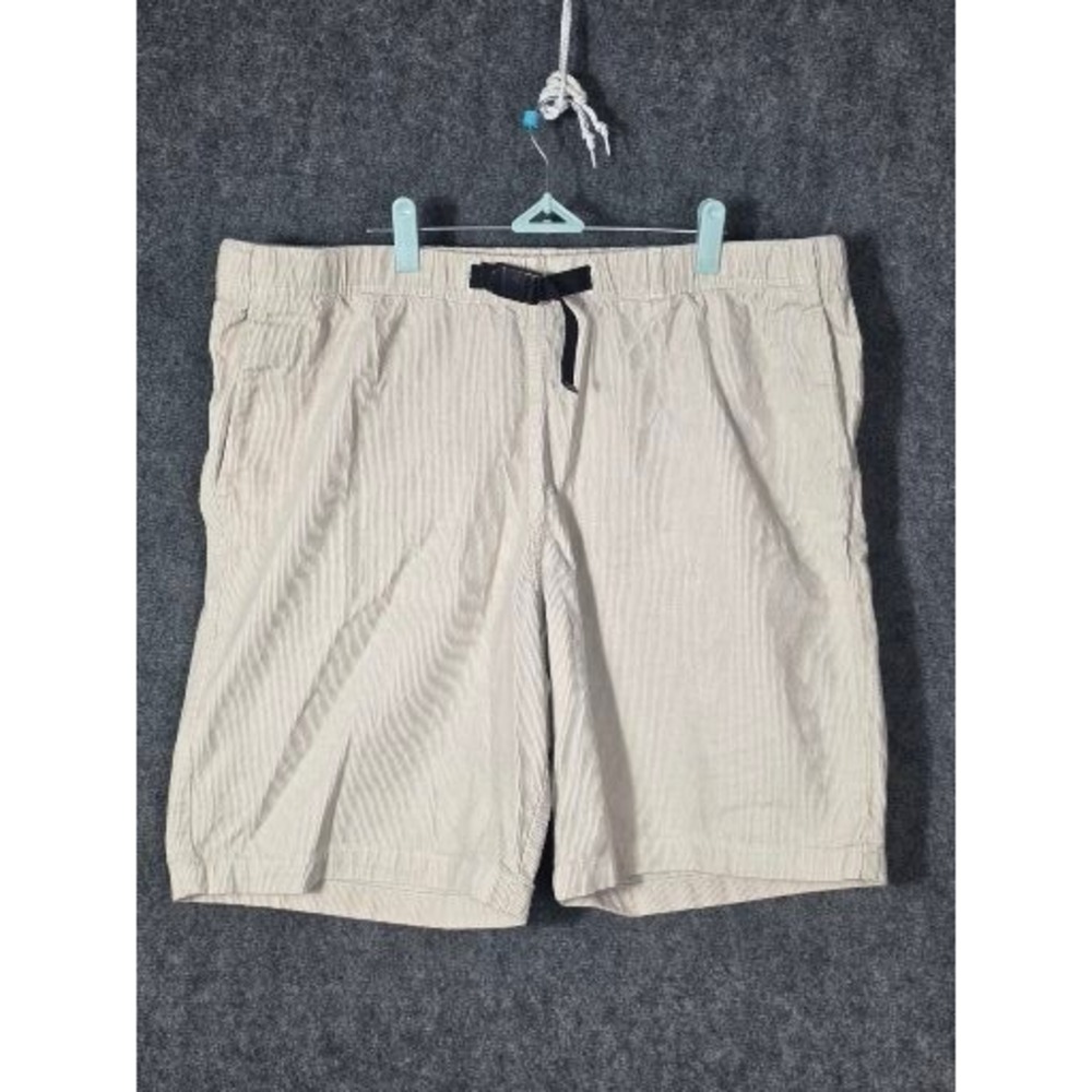 H&M Mens‎ Relaxed Fit Corduroy Shorts Beige Off-White XL Elastic Belted 10502755
